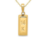 14K Yellow Gold 3D Gold Bar Charm Pendant Necklace with Chain